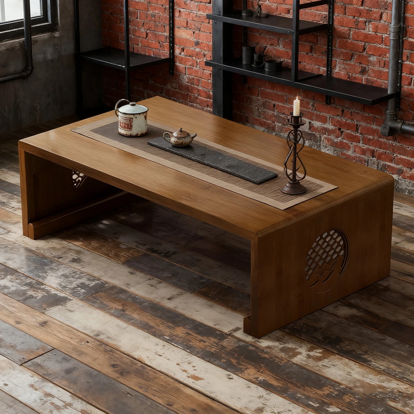 Foldable coffee table,  low table, no assembly required low tatami table.