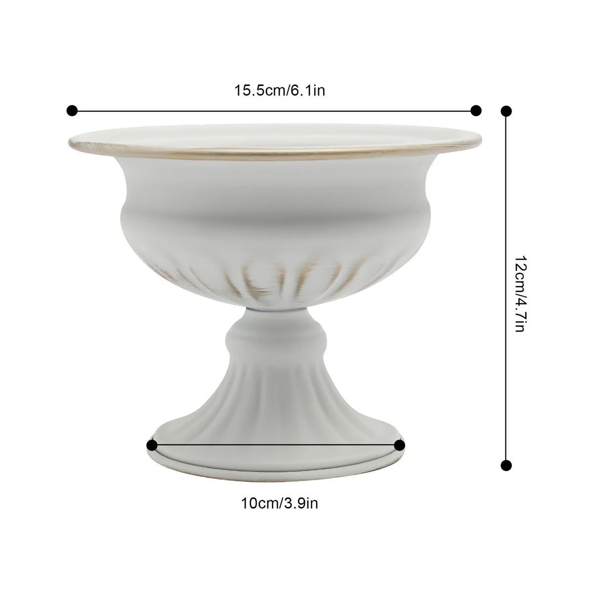 Table Flower Vase White Gold Hourglass Flared Shape 10Pcs