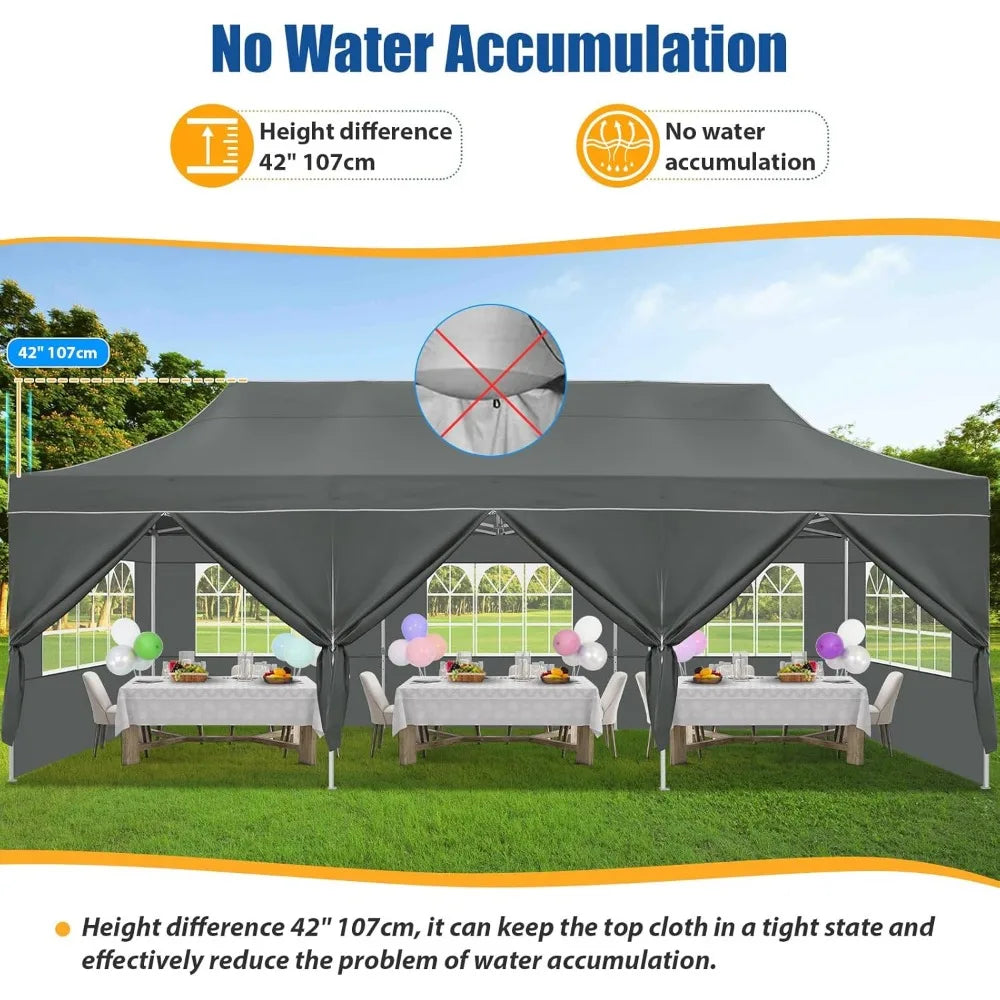 10x30 Pop up Canopy Tent for Parties, Heavy Duty  8 Sidewalls, Gazebo