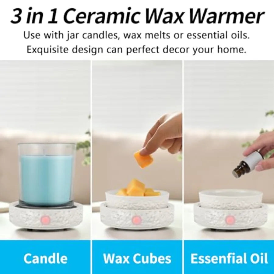Ceramic Wax Melt Warmer Fragrance, 3 in1 Electric Candle Wax Warmer