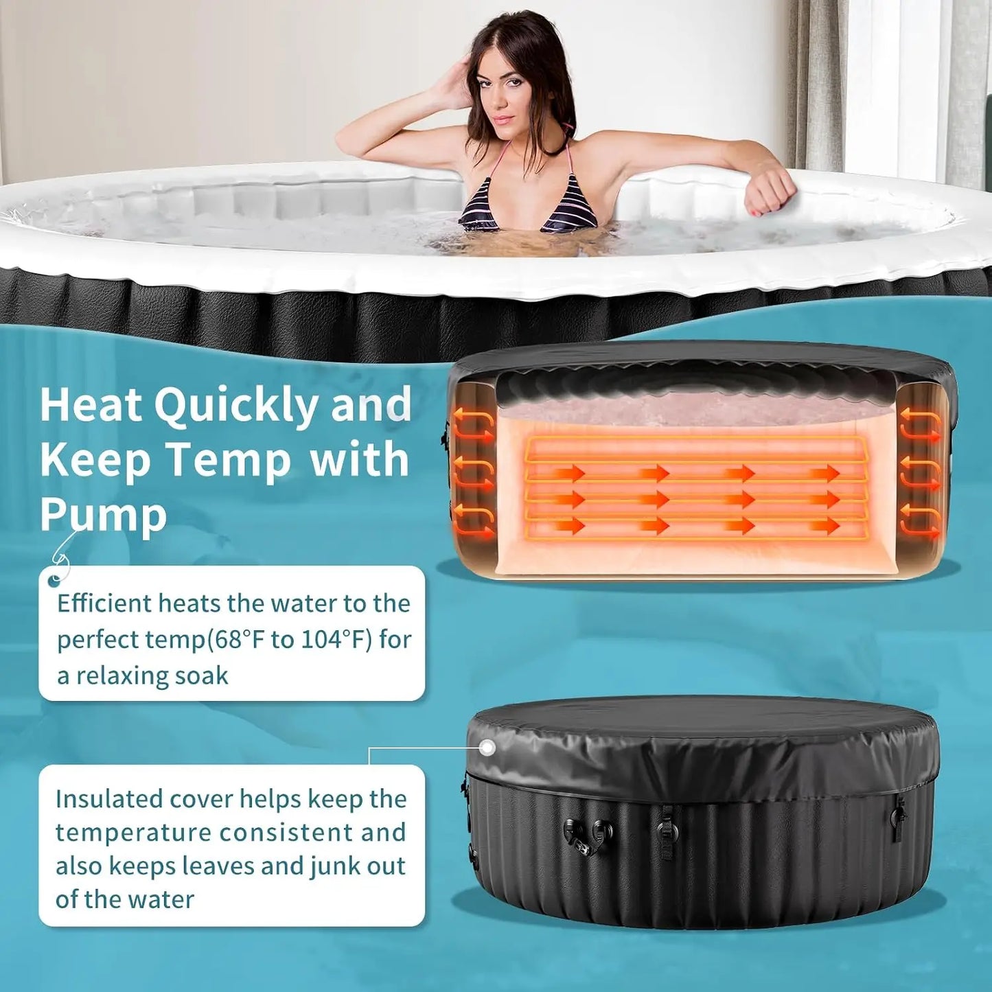 2-4 Person Inflatable Hot Tub,  120 Air Jets, Insulated, Custom