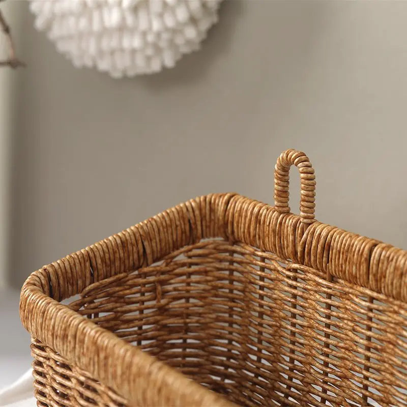 Wall mounted  Storage Basket Plastic Woven  Rattan Basket