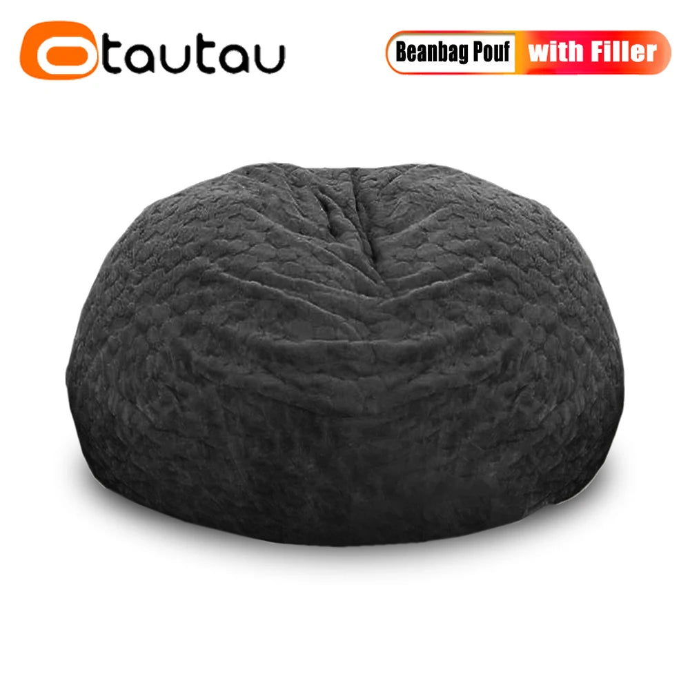 Faux Bunny Fur Bean Bag Pouf with Filling