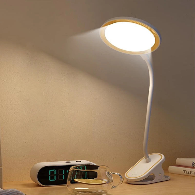 USB Rechargeable Desk Lamp - Clip LED Touch 3 Modes