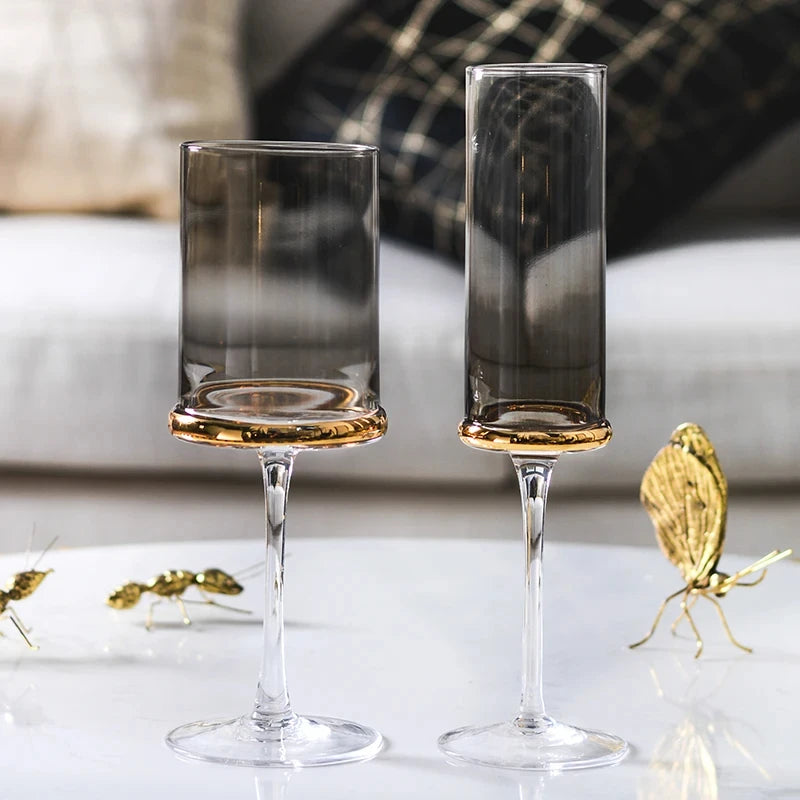 Nordic Smoke Gray Electroplated Gold Wine Glass