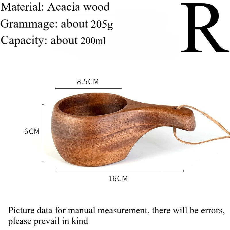 New200ml Outdoor Wood Cup Mug Coffee Milk Acacia-Wood