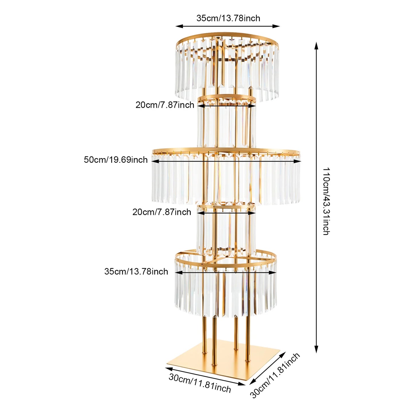 5 Tiers Gold/Silver Wedding Centerpieces Flower Stand Vase