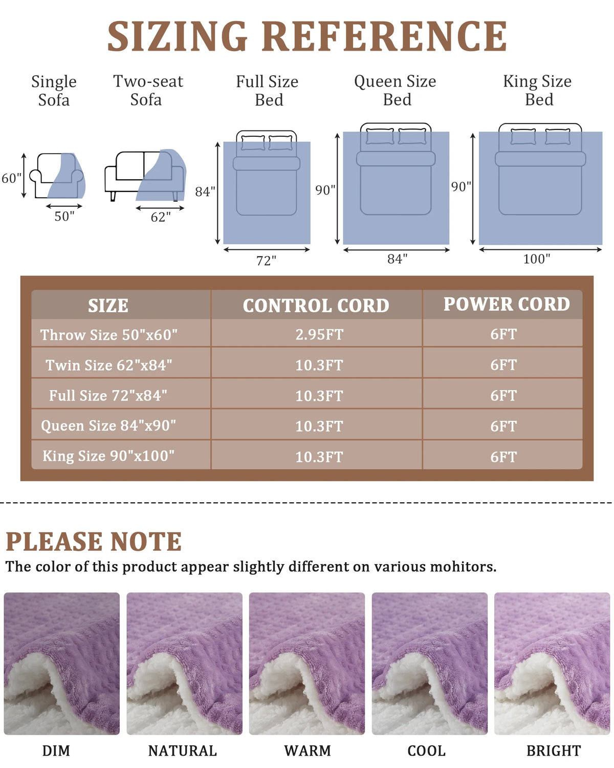 Dual Control Heated Blanket, Fast Warming Electric Blanket, 4 Heat Levels,