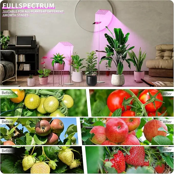 48W Grow Lights for Indoor Plants with Stand, Full Spectrum LED