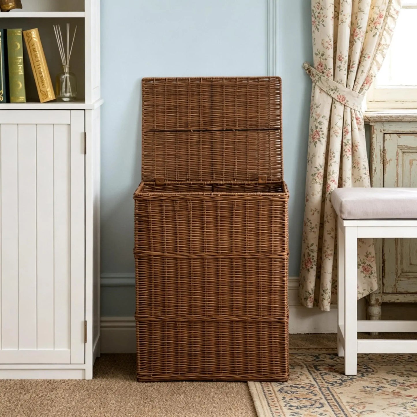 Rectangular Woven Resin Wicker Laundry Hamper 17.3" X 13.8" X 23.6"