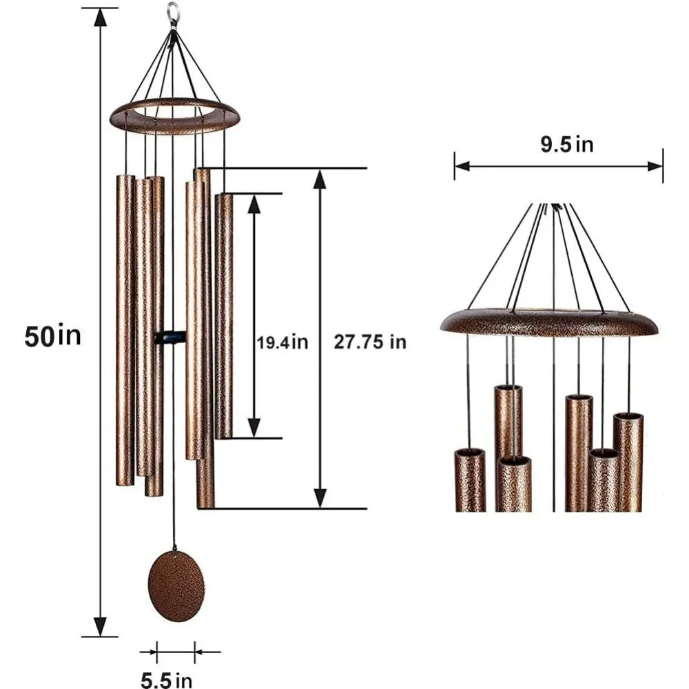 50 Inch Wind Chimes Deep Tone Large Copper Tube 3.6mm