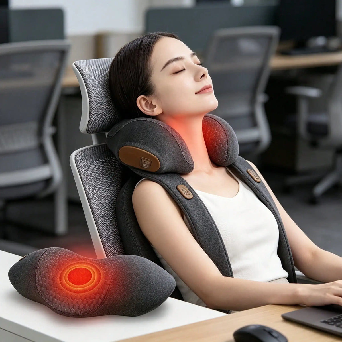 Portable USB Neck Massage Cushion,  Electric Massager Pillow