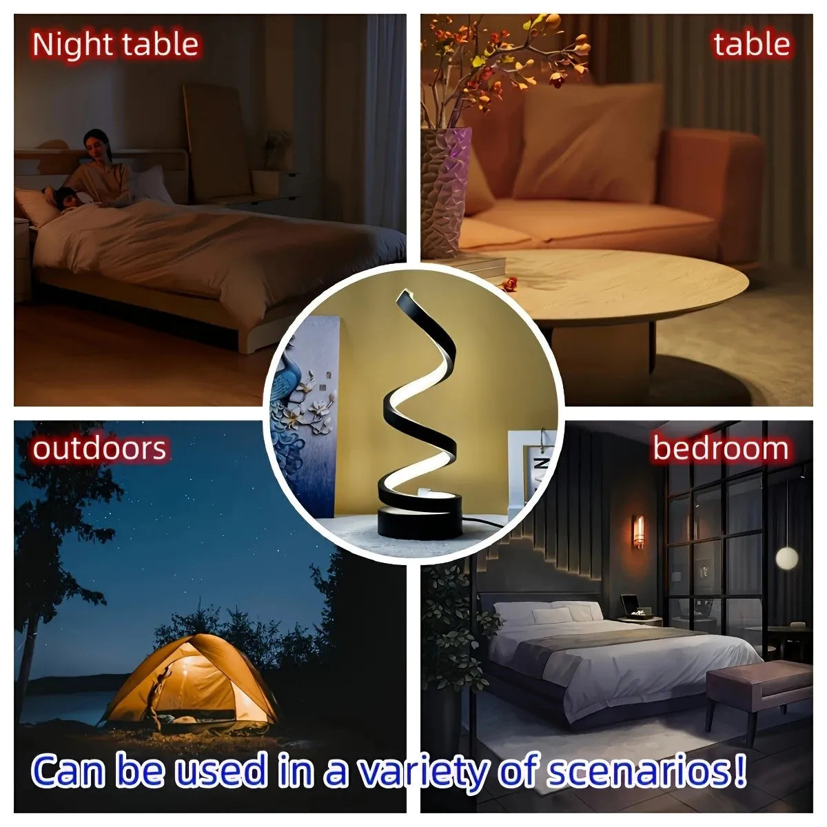 Classic Creative Spiral LED Table Lamp, Dimmable  Adjustable Arm