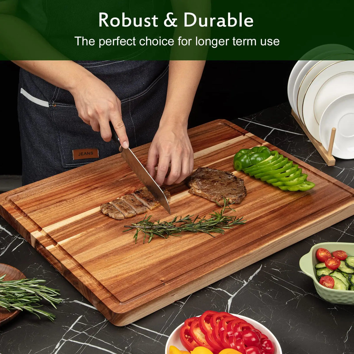 Acacia Wood Cutting Board 24x18 inch, Extra Large Charcuterie