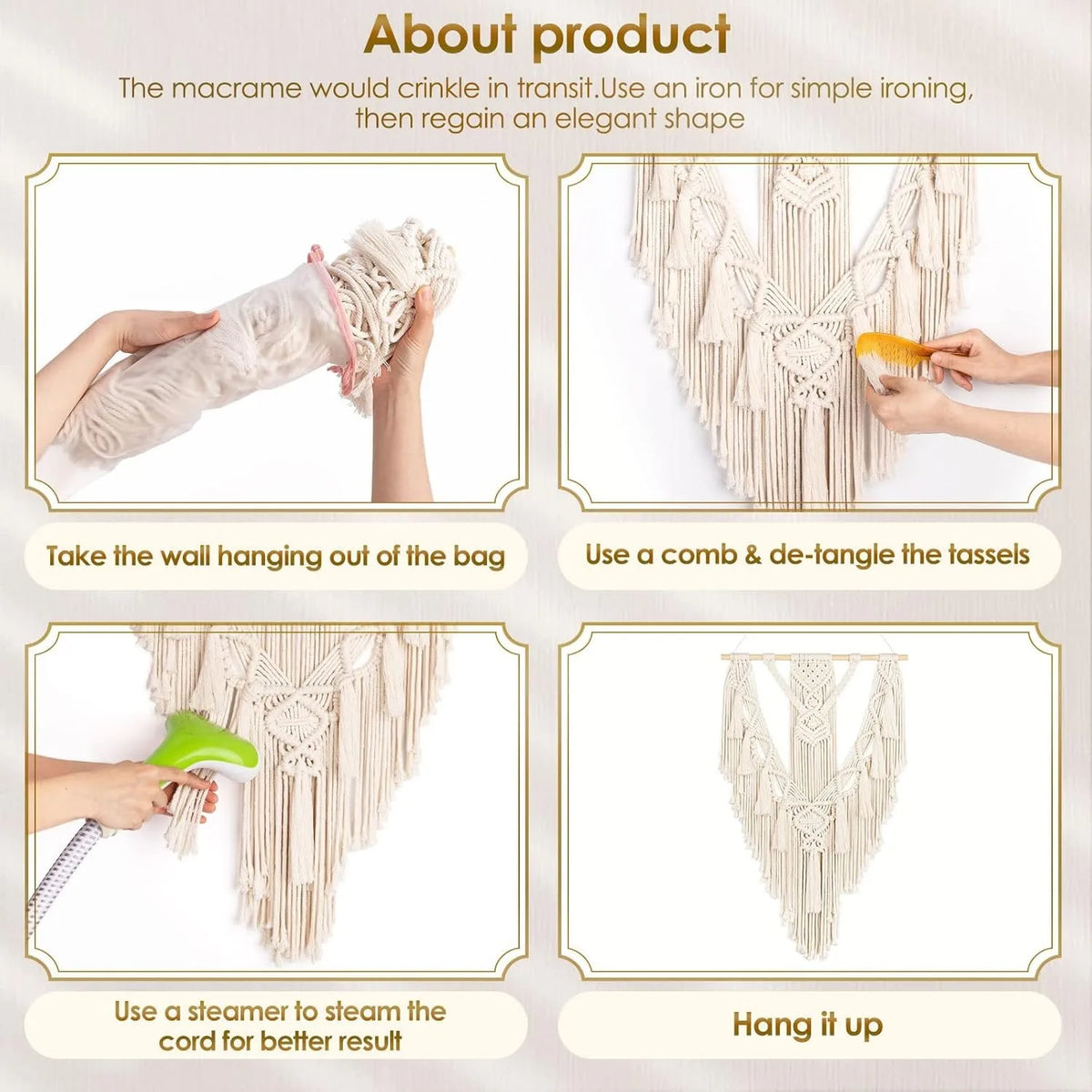 Macrame Wall Hanging Tapestry With Tassel,