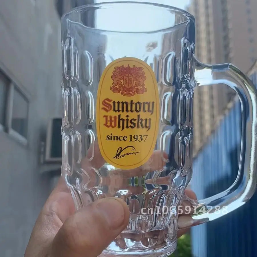 Glass Beer Mug with High-Footed Carved Flower Design 401-500ml