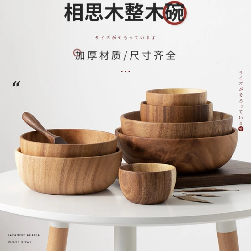 Natural Acacia Wooden Bowl Japanese Style Wood