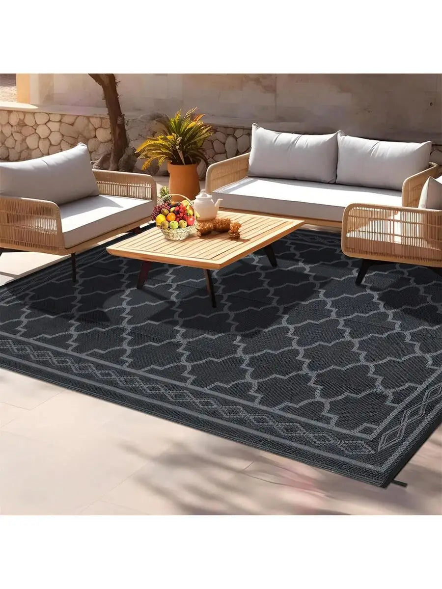 Outdoor Reversible Moroccan Rug Plastic Stain UV Resistant