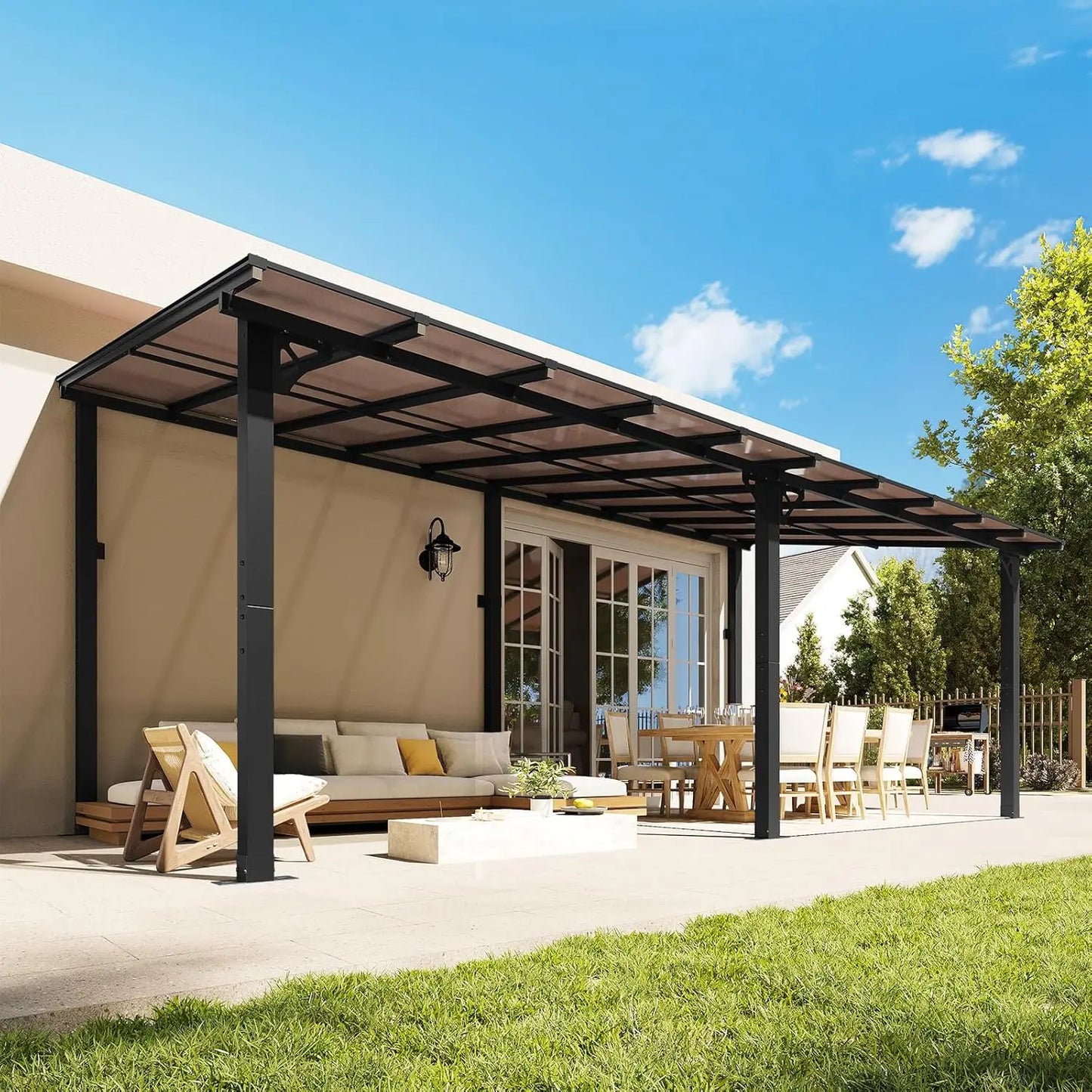 20' X 10' Gazebo for Patio, Gazebo Pergola with Sloped Roof