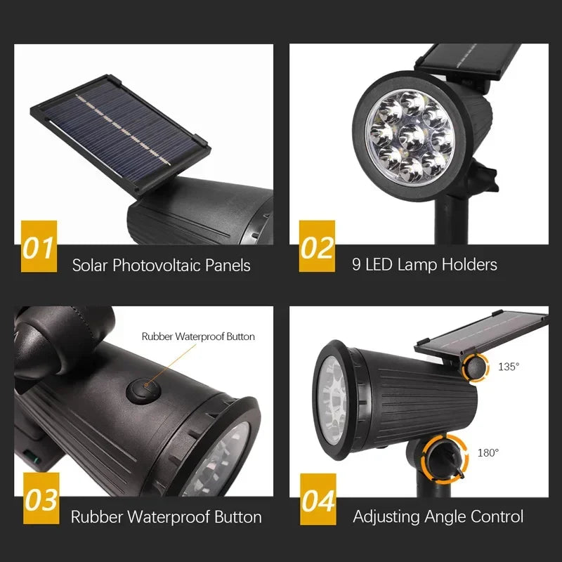 9 LED Solar Spot Light Outdoor Waterproof