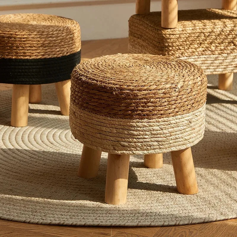 Natural Small Round Stool Thickened Seat for Shoe Change