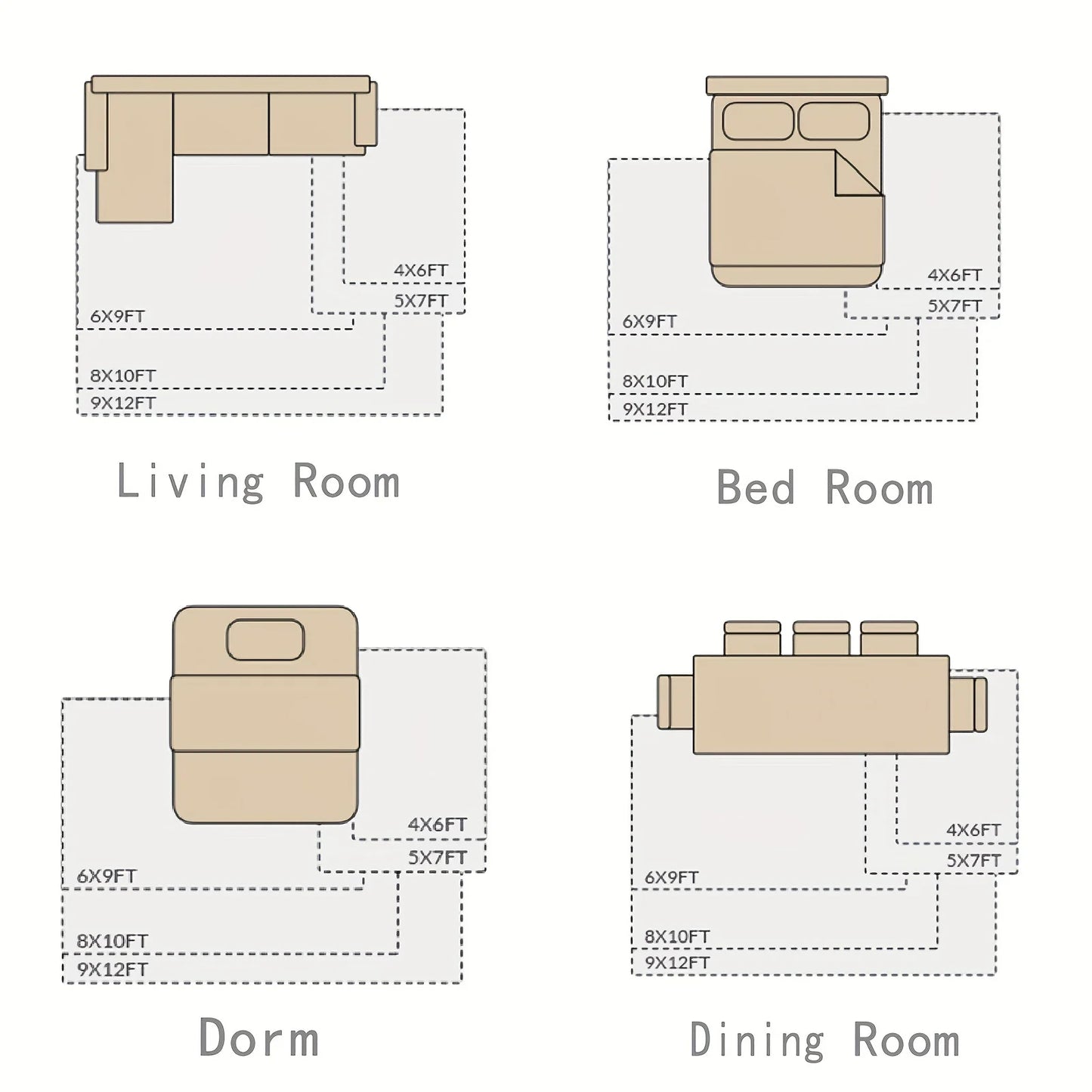 White Fluffy Shaggy Non-Slip Rugs with 4 Stickers,