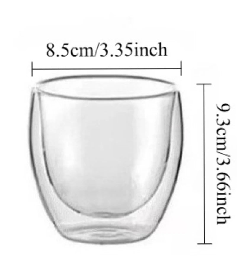 5 Sizes Double Wall Insulated Glass Cup Clear Espresso Coffee Mugs