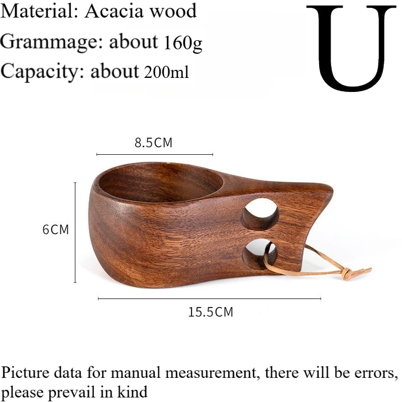 New200ml Outdoor Wood Cup Mug Coffee Milk Acacia-Wood
