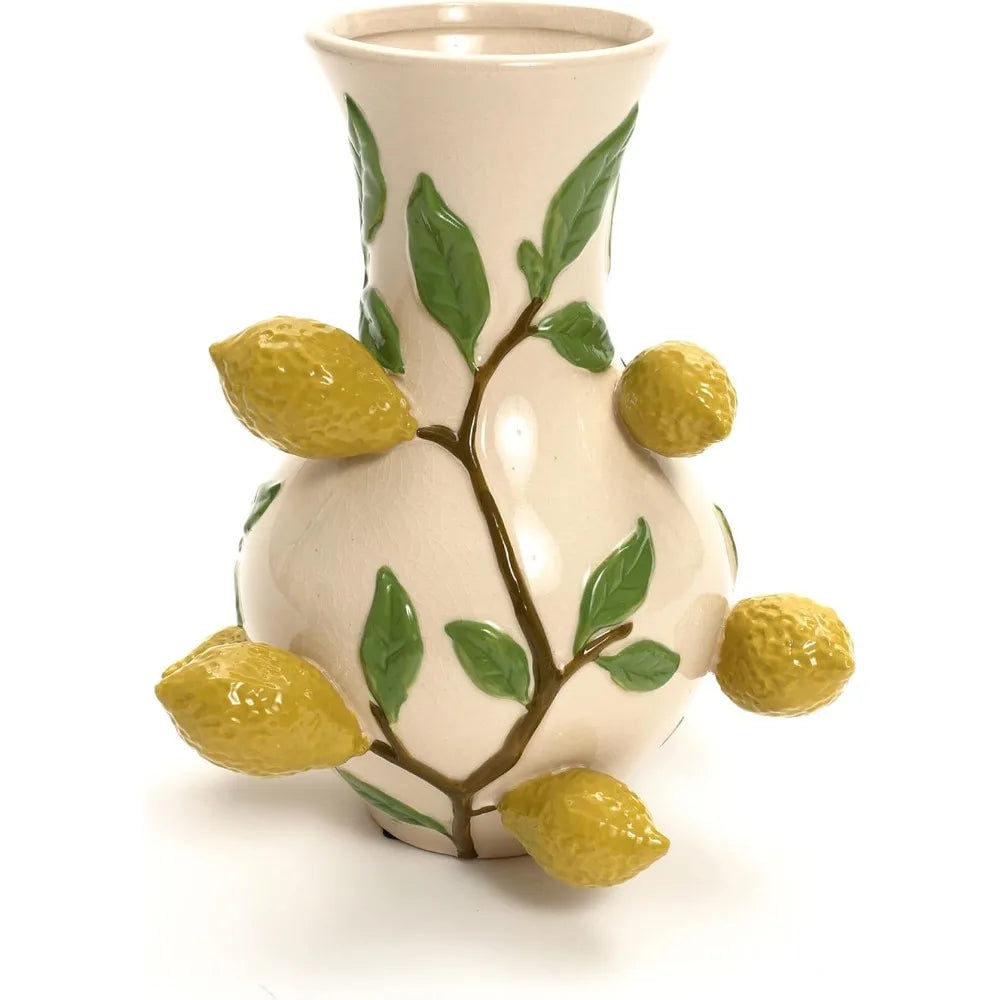 Unique Ceramic Flower Vase with Lemons