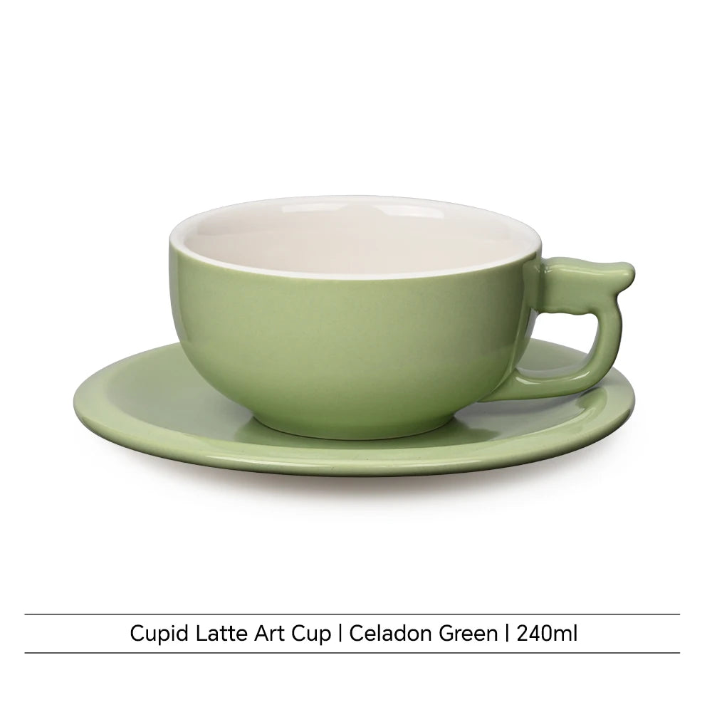 240ml Ceramic Latte Art Cup - Saucer  Cappuccino Cup