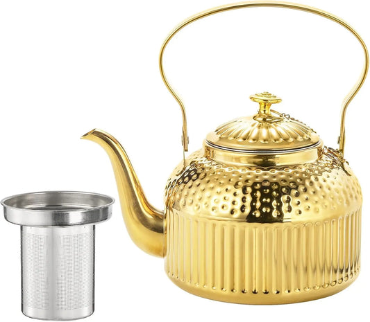 Vintage Stainless Steel Teapot with Infuser, 1.4L(47 FL OZ)