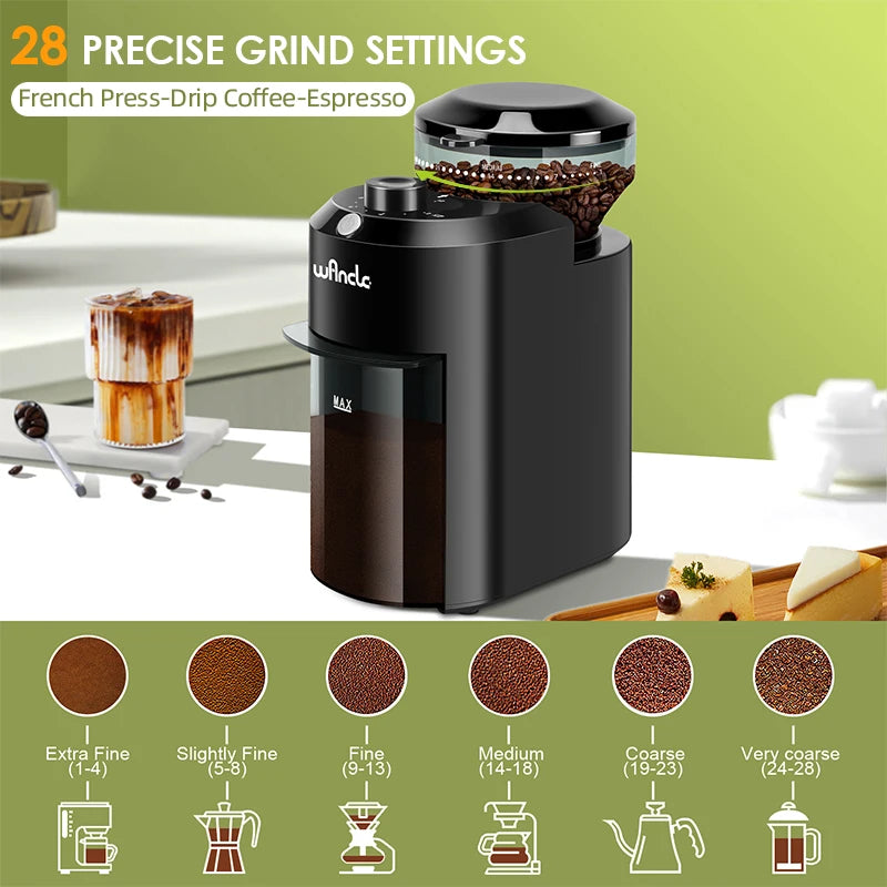 Electric Burr Coffee Grinder 28 Precise Setting 220V/120V