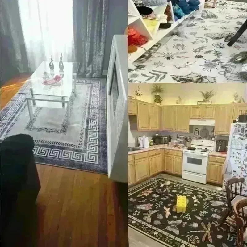 Simple Color Blocks Print Large Area Rug Non-Slip Wear-resistant