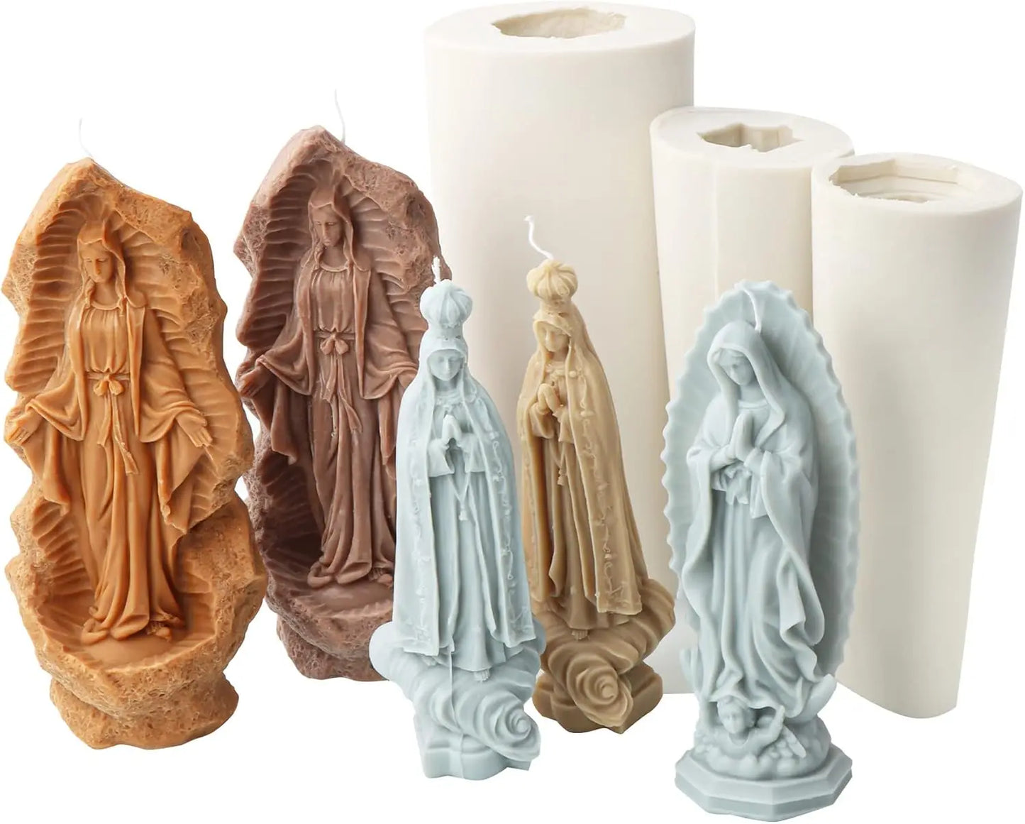 3D Virgin Mary Savior Jesus Sculpture Silicone Candle Molds,