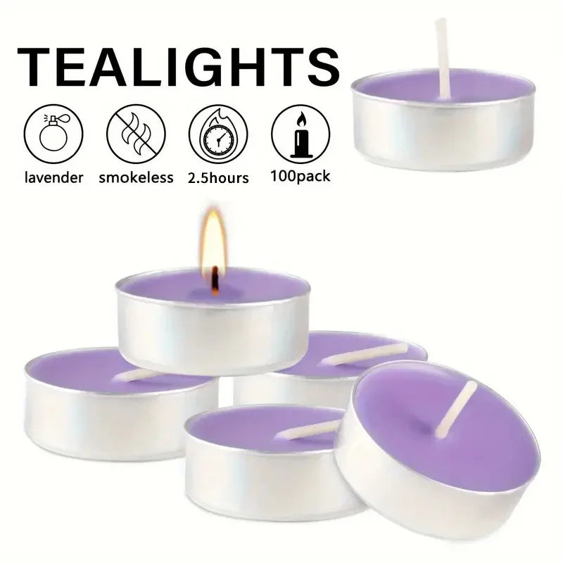 100 Count Tea Lights Candle Lavender & Vanilla  2.5 Hours