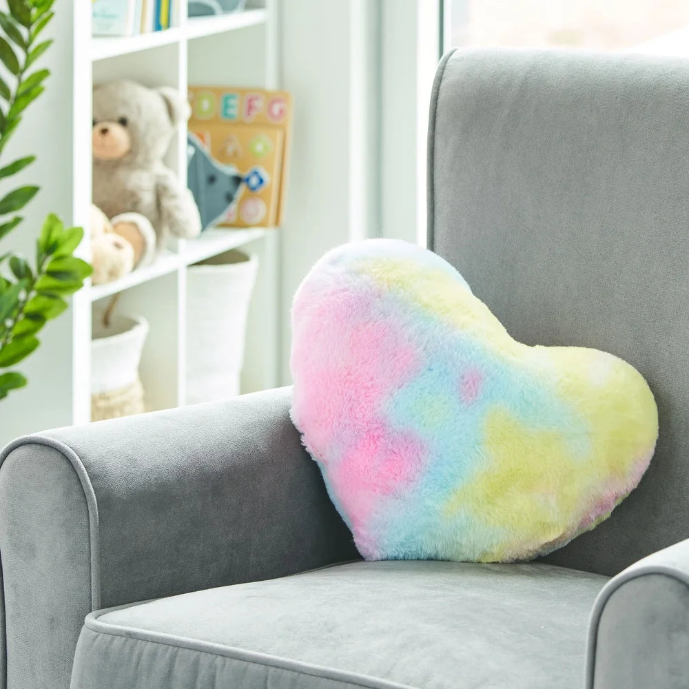 2 Pack Plush Tie-Dye Heart Shape Toddler Pillow