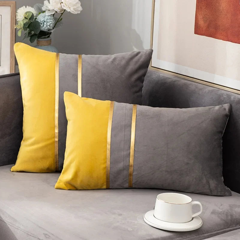 Cushion Cover Color Stitching Dutch Velvet Throw Pillow Case