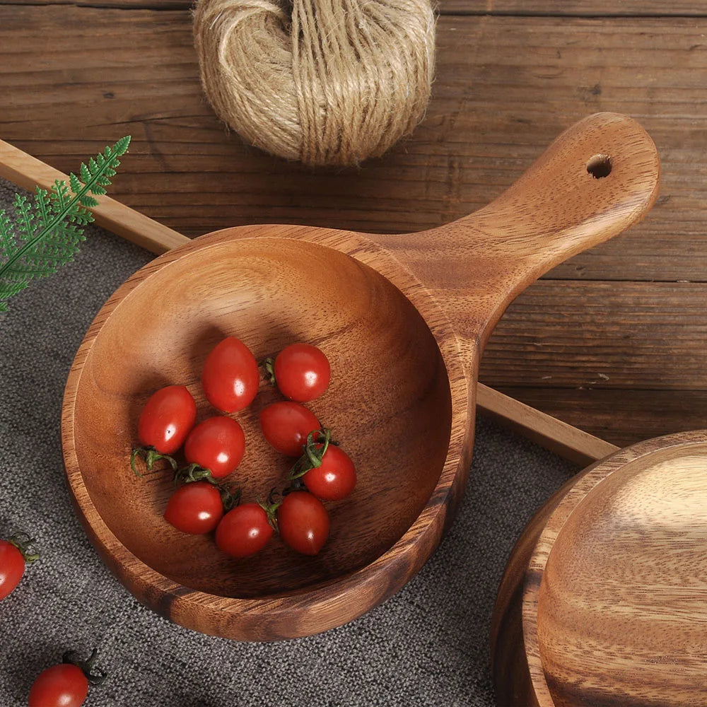 Wooden Salad Bowl with handle