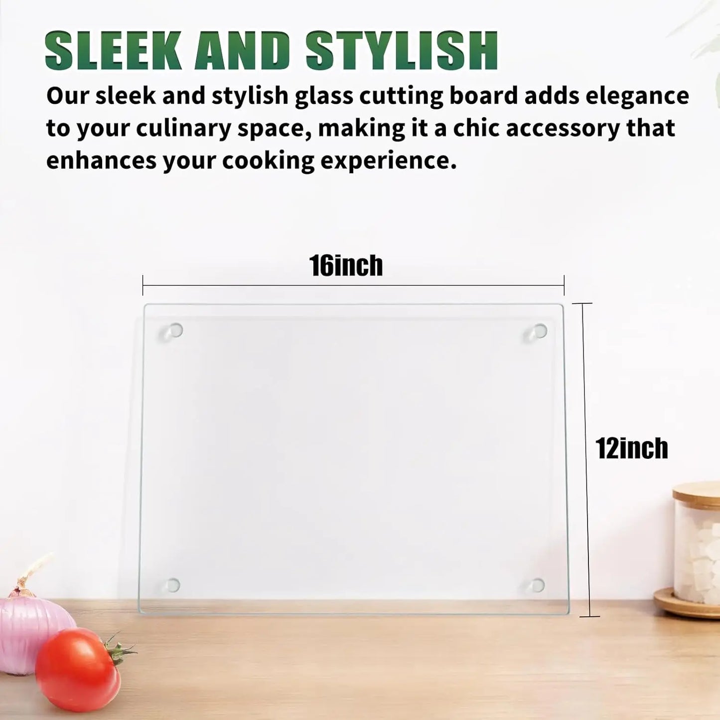 Tempered Glass Cutting Board: Non-Slip, 12x16 Inch