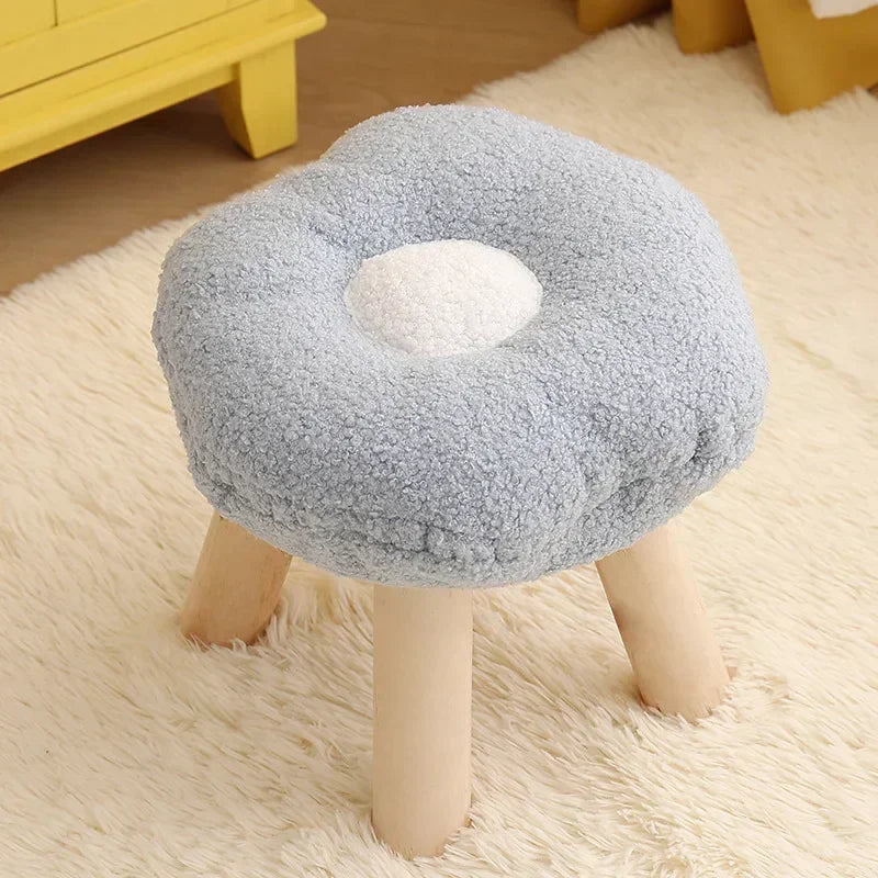 Small Round Stool Ottoman Colorful Wood Round Bench