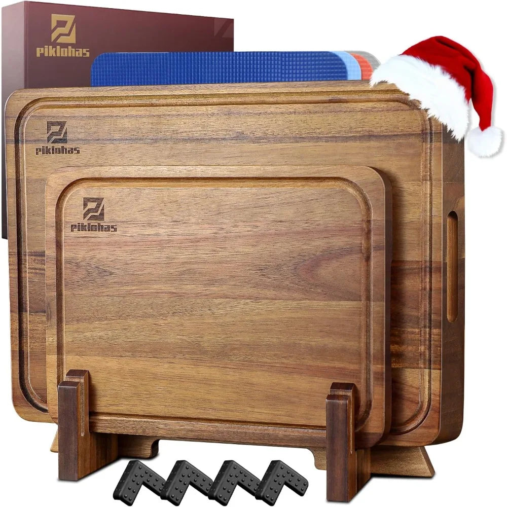 Cutting Boards Large Set of 7, Acacia Wood Charcuterie