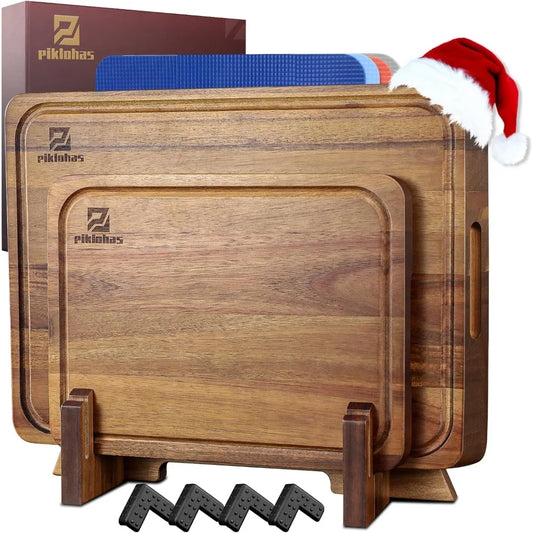 Cutting Boards Large Set of 7, Acacia Wood Charcuterie