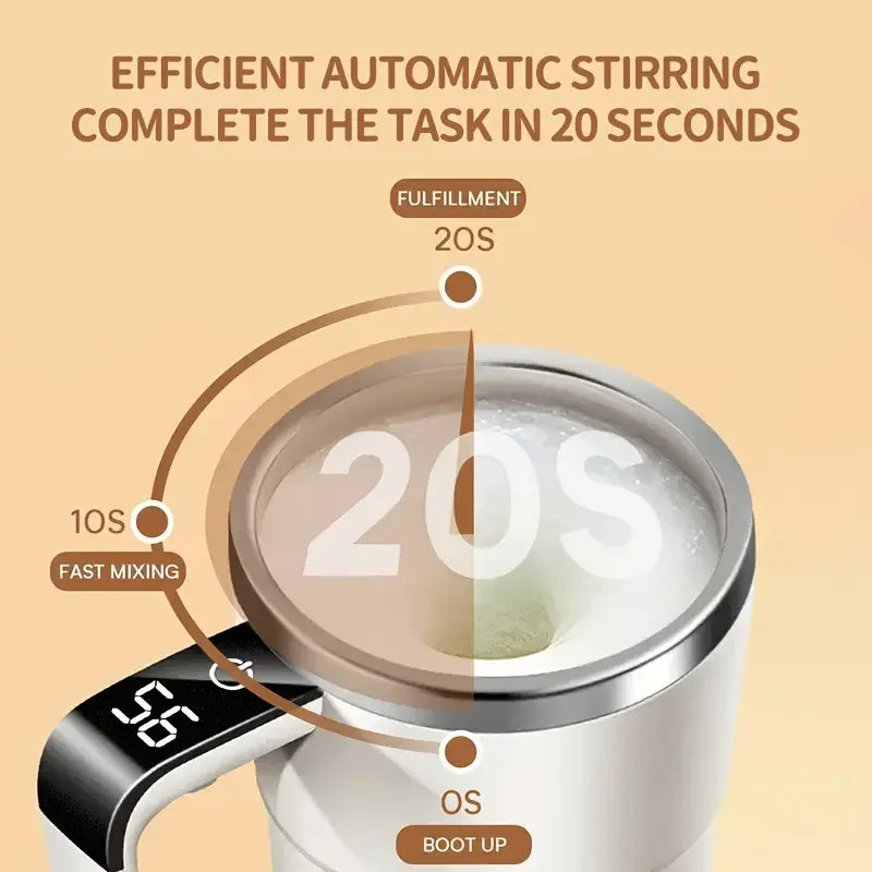 Smart coffee cup LED display USB charging magnetic mixing