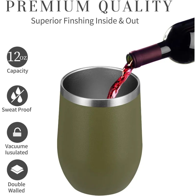 MEWAY 12oz/12 Pack Wine Tumbler Glasses w/ Lid