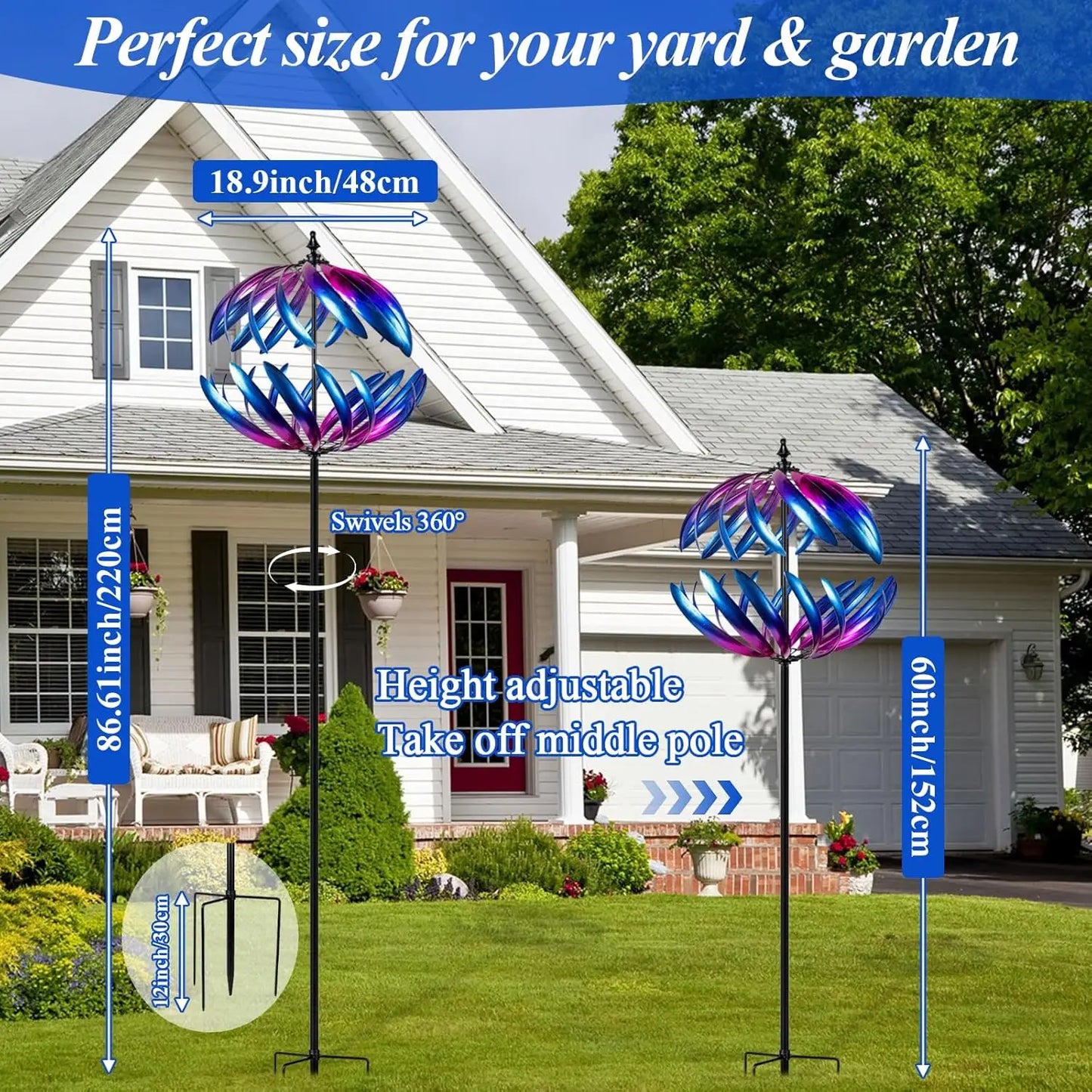 Kinetic Garden Wind Spinner, Double-Layer Metal Art