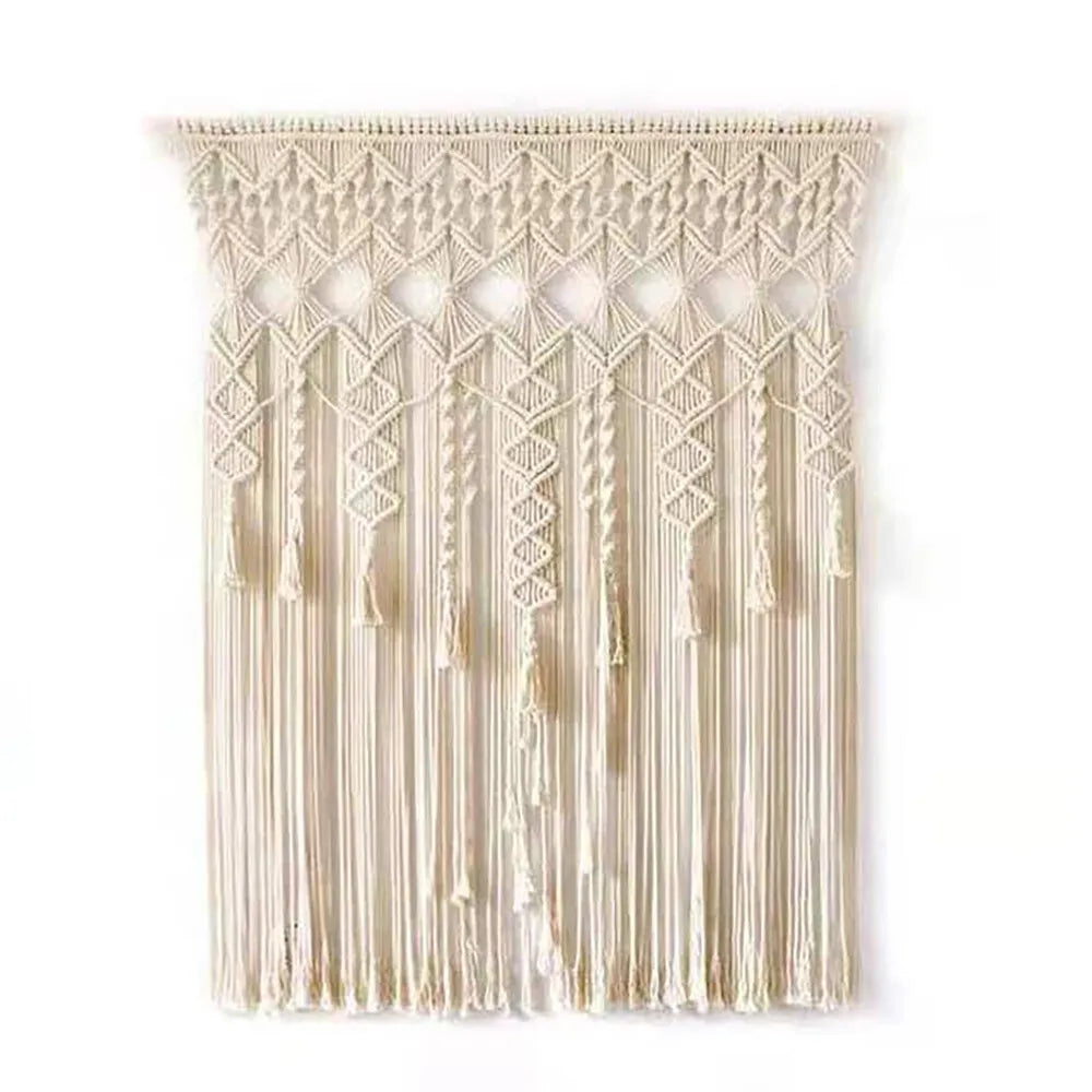 35.43"x70.87" Beige Large Macrame Wall Hanging Hand Woven