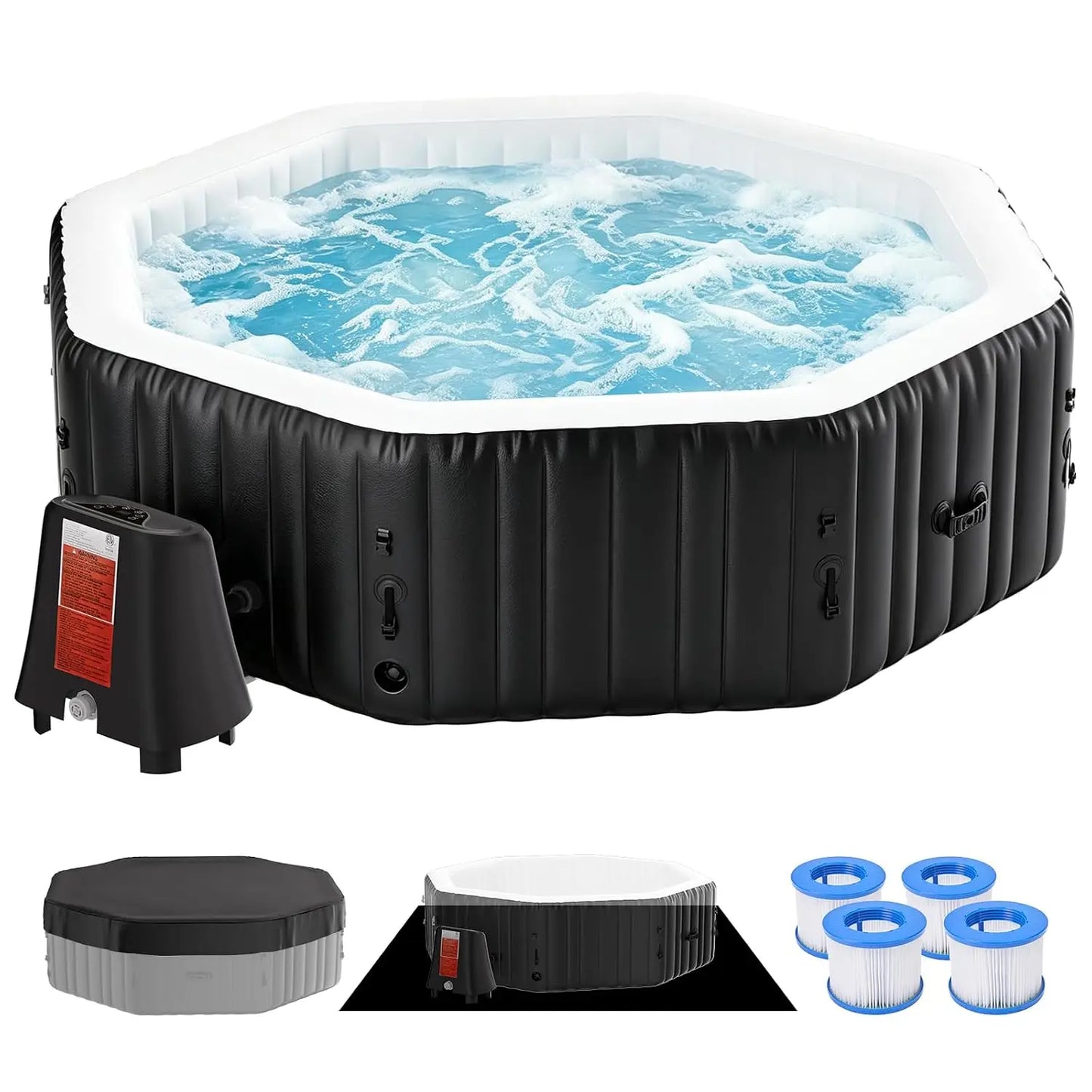 4-6 Person Inflatable Hot Tub,  77” X 25”Leak-Proof 130 Air