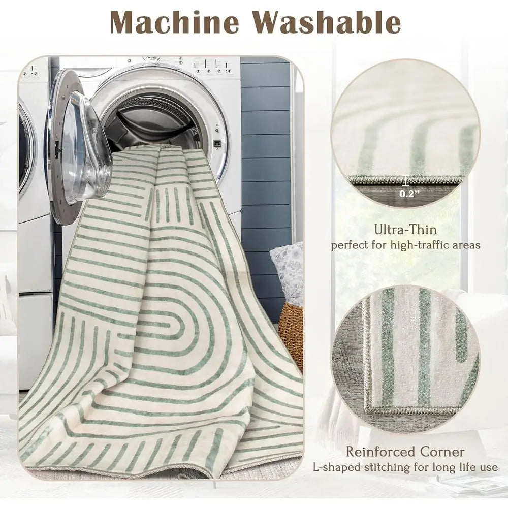 Sage Green Boho Chic 5x7 Area Rug, Ultra-Soft