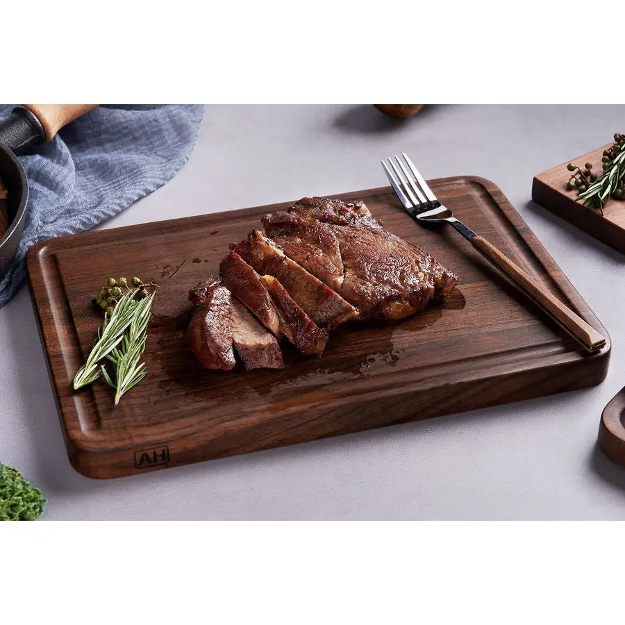 Walnut Wood Cutting Board, 12x8in -Deep Juice Groove