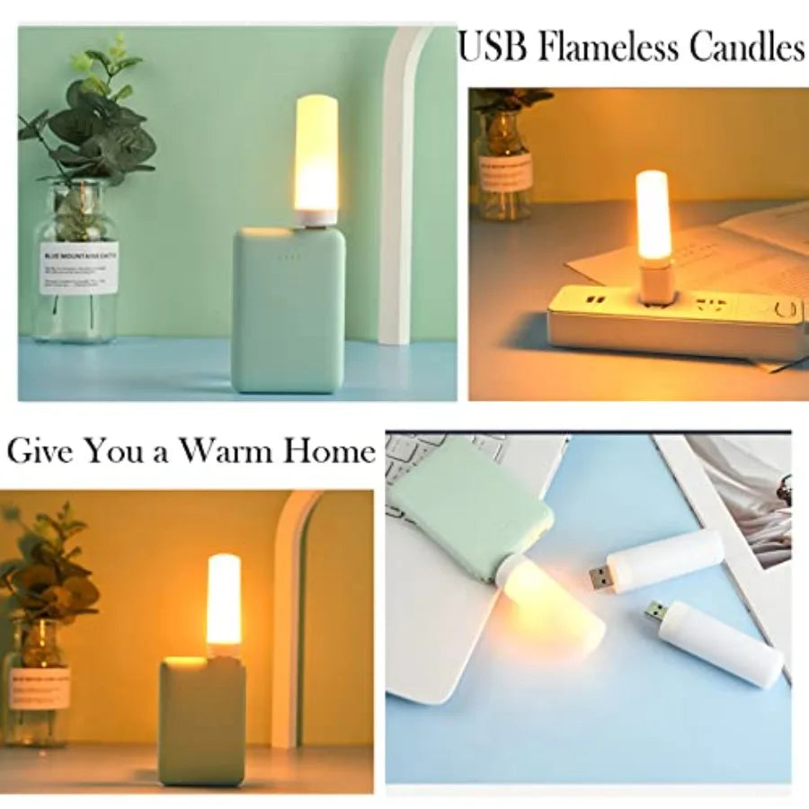USB LED Flame Effect Light USB Flame Candle Bulb Flameless Tea Lights